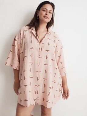Madewell x Caroline Z Hurley Cover-Up Mini Shirtdress in Tridot Large